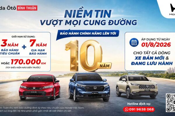 Honda bảo hành chính hãng lên tới 10 năm – Quyền lợi mới cho khách hàng ô tô